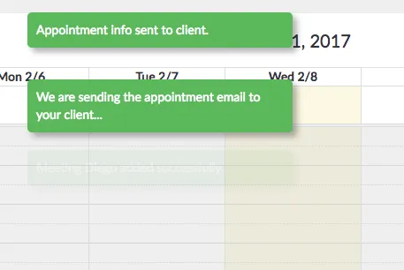 confirmation of sending email appointment